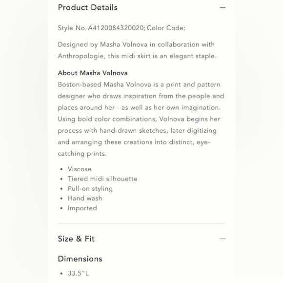 Anthropologie X Masha Volnova Saoirse Tiered Midi Skirt Medium - Picture 16 of 16